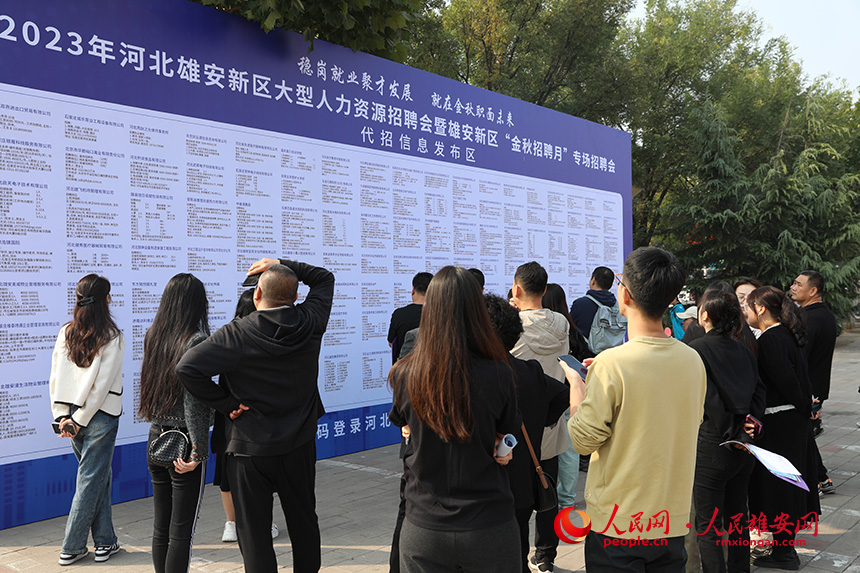 2023年河北雄安新區(qū)大型人力資源招聘會(huì)暨雄安新區(qū)“金秋招聘月”專場(chǎng)招聘會(huì)現(xiàn)場(chǎng)。 人民網(wǎng)記者 李兆民攝